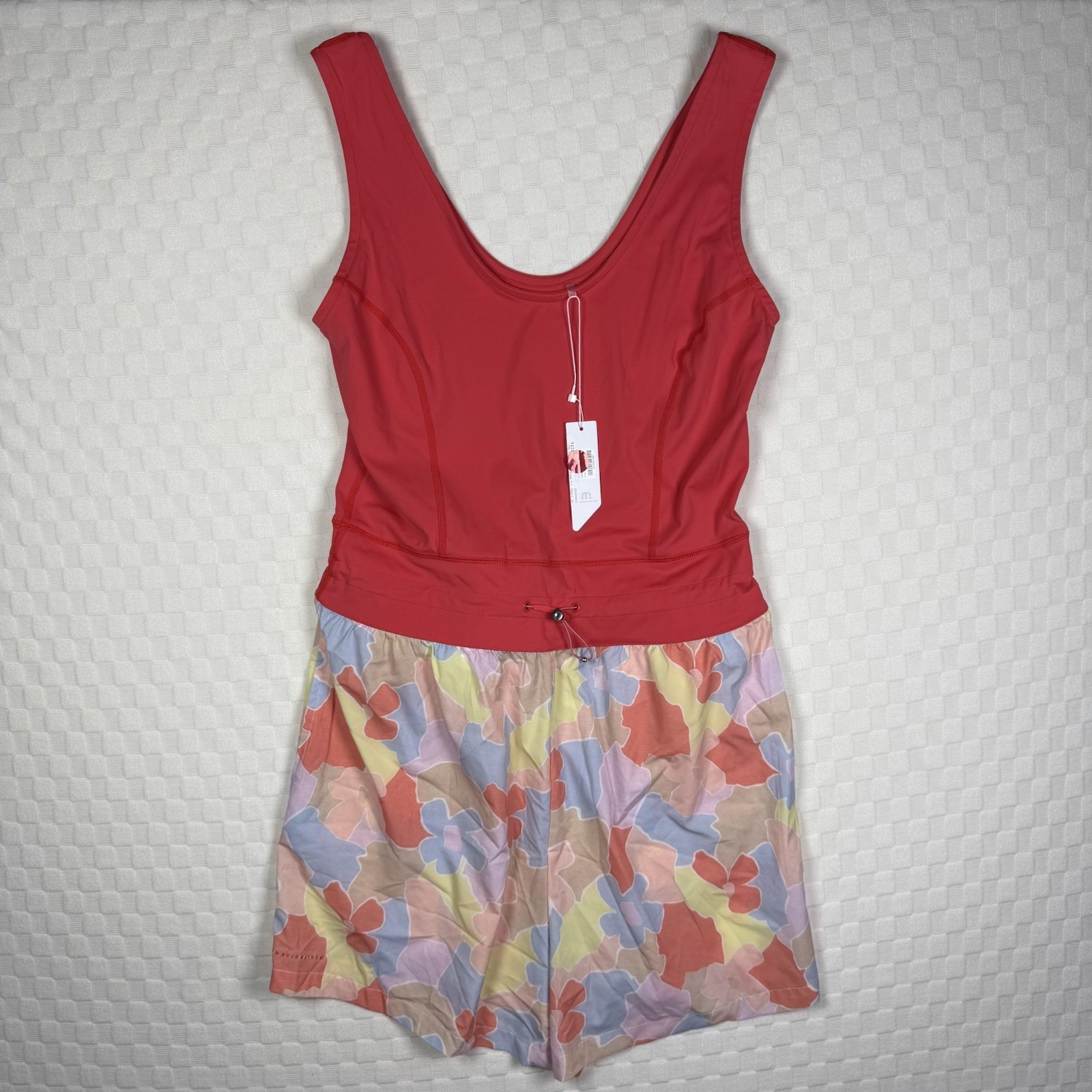Nwt Travis Mathew Women Dawn Glow Sleeveless Orange Woven Romper Size M Floral